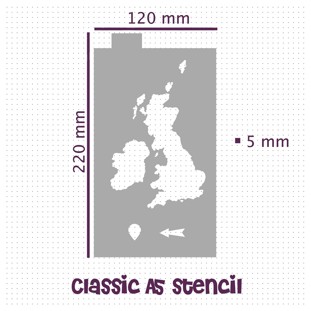 UK and Ireland Map - Classic A5 Journal Stencil