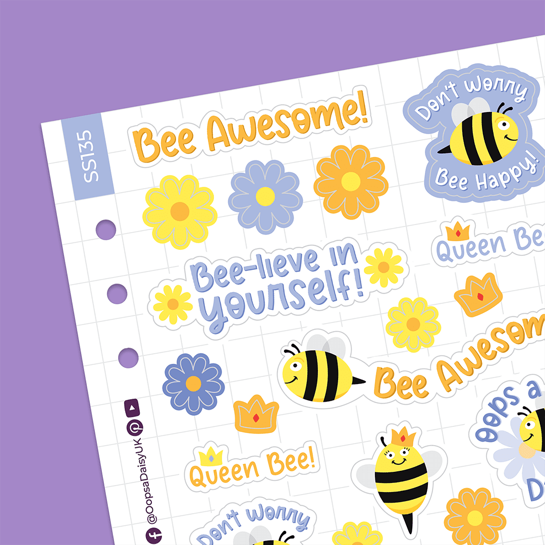 Bee Awesome Quotes - A5 Sticker Sheet