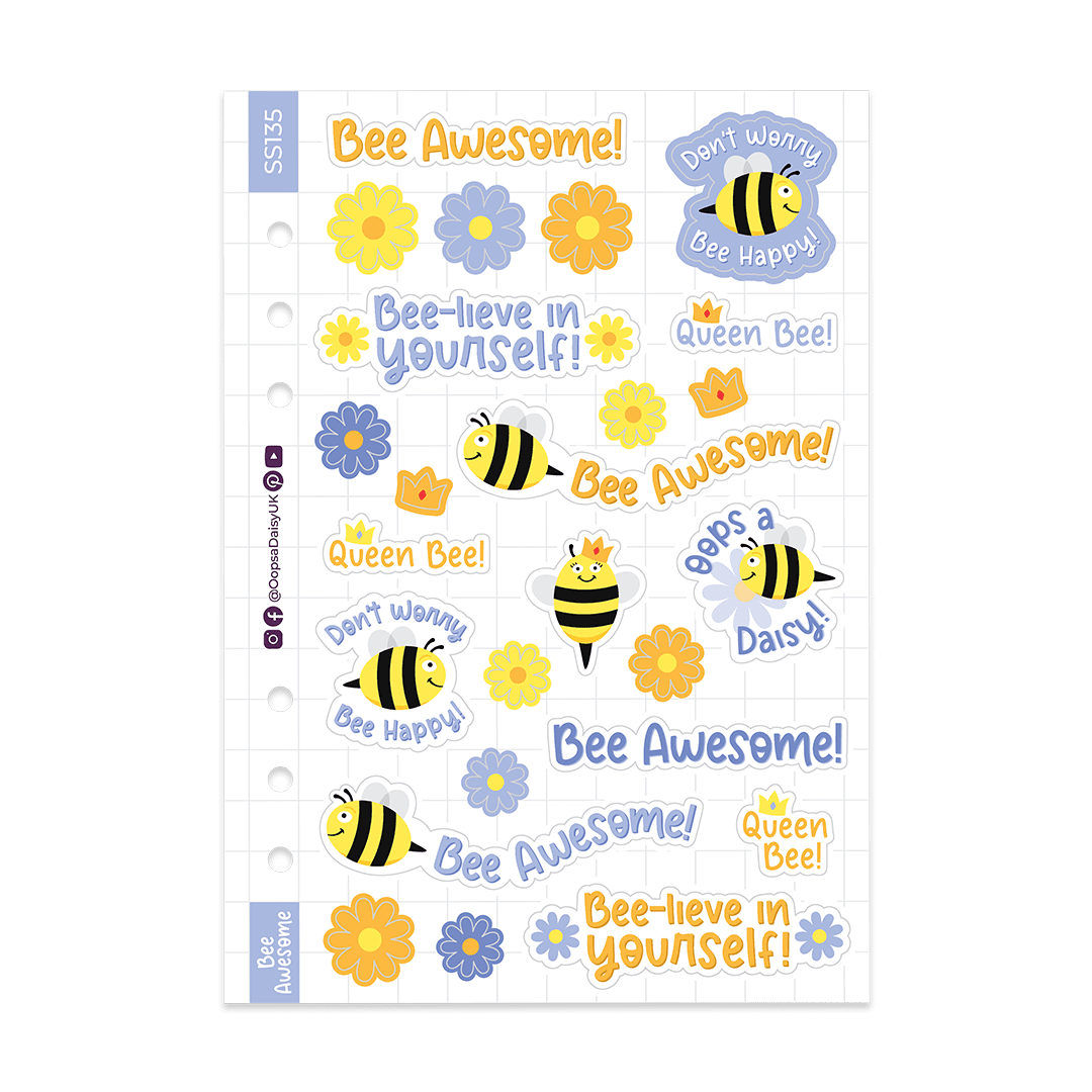 Bee Awesome Quotes - A5 Sticker Sheet