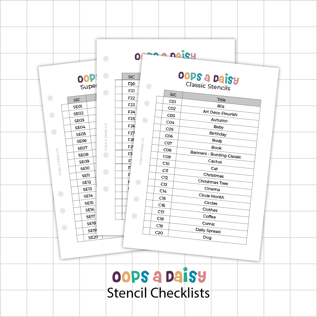 Oops a Daisy Stencil Checklists (Printed & Digital)