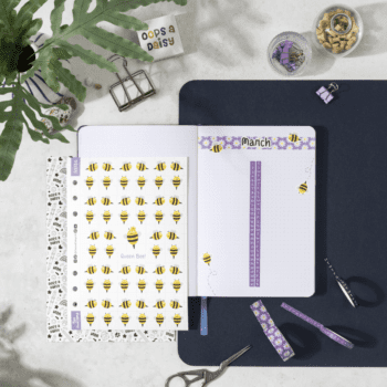 Vertical Days & Numbers - Skinny Washi Tape (Purple)